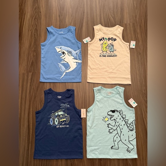 Garanimals Kids Sleeveless Graphic Tank Tops - Blue, Cream, Navy, Light Blue -5T - Picture 3 of 3